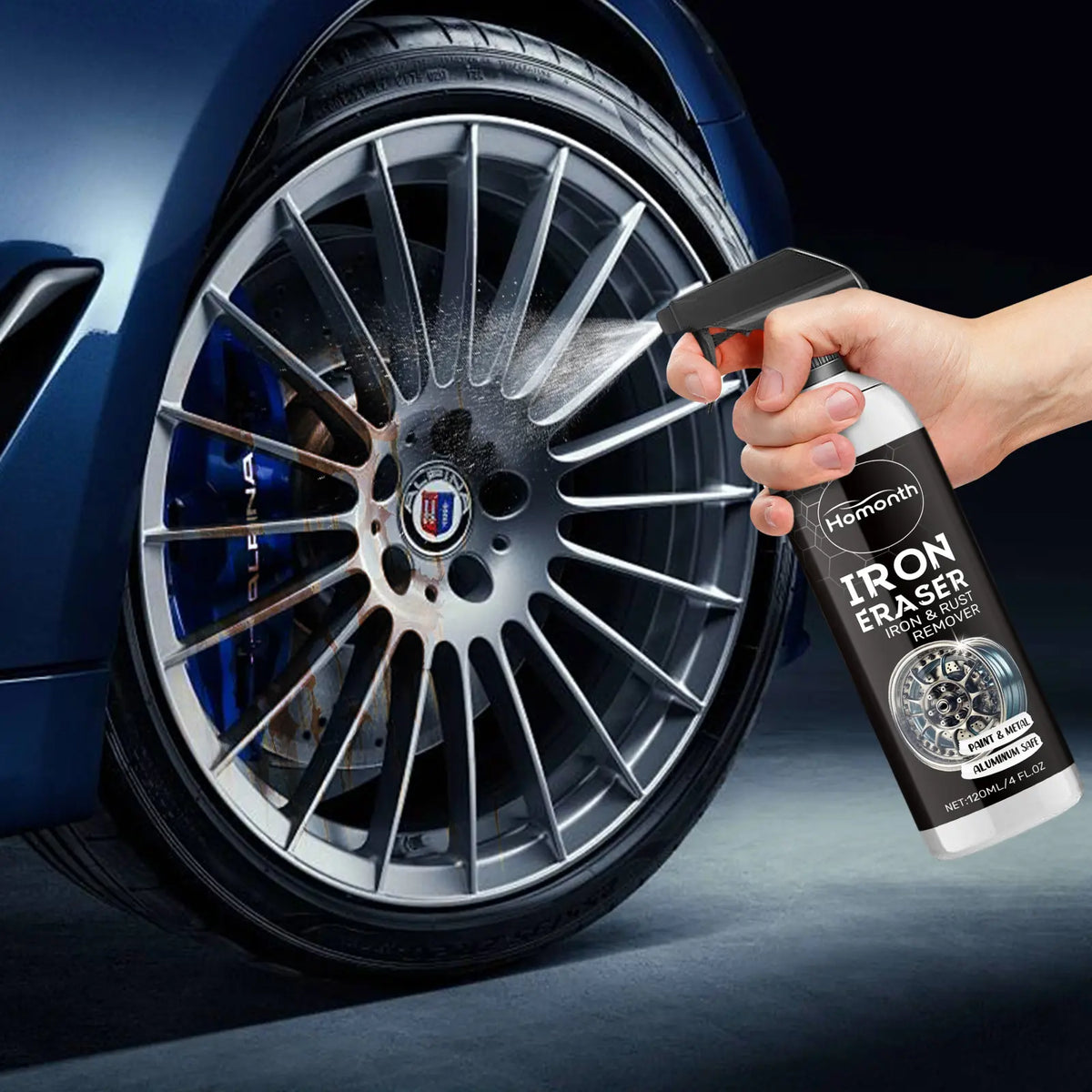 Iron & Rust Remover Wheel Cleaner Spray for Rims & Brake Dust - 4 fl oz (120ml)