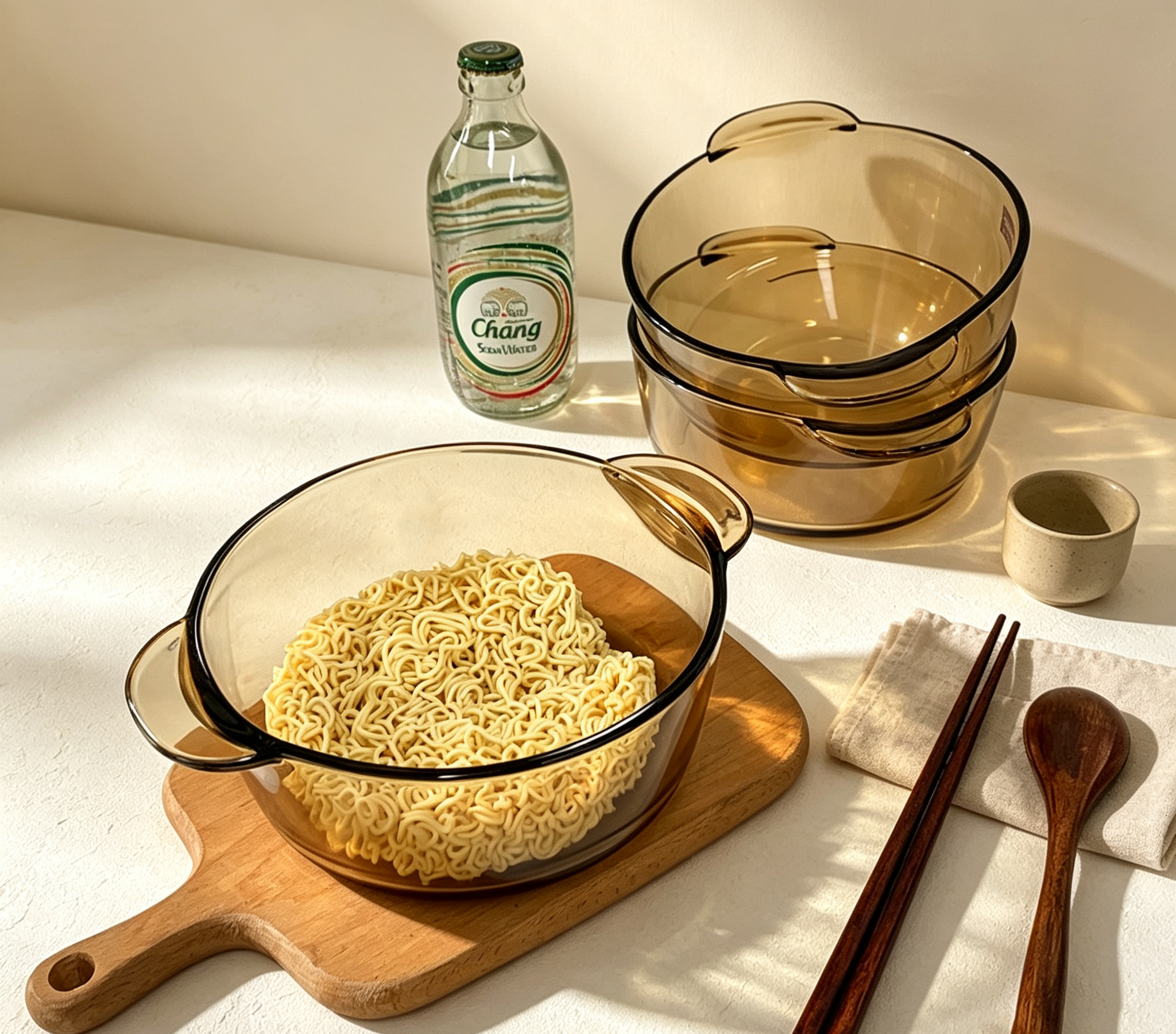 High Borosilicate Amber Glass Casserole With Lid Large Capacity Double Ear Ramen Bowl Multipurpose Salad Serving Bowl Holiday Gift Set Premium Material